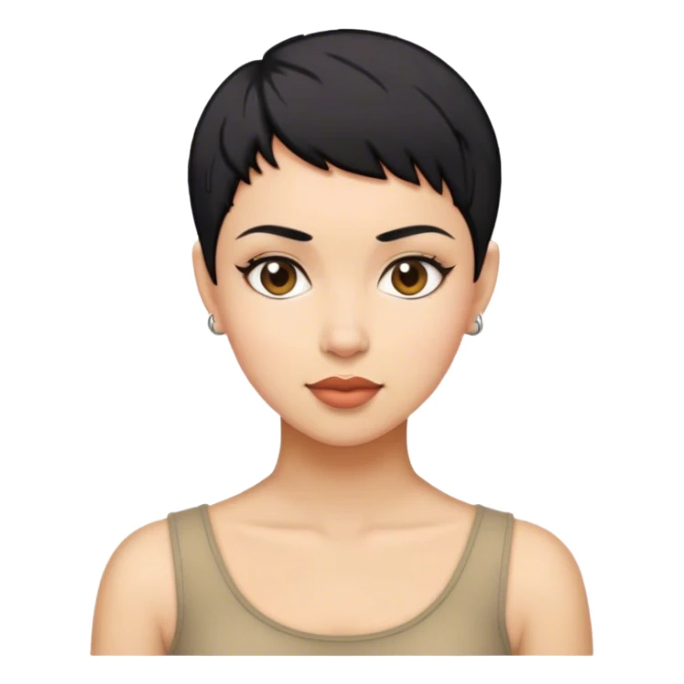 woman pixie cut black hair sticker