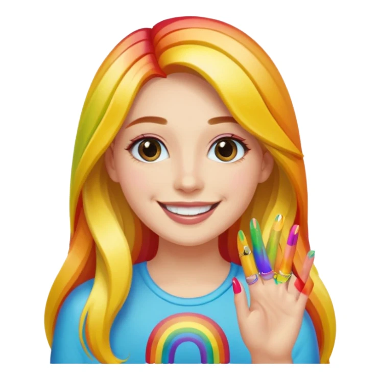 long haired woman rainbow nail art sticker
