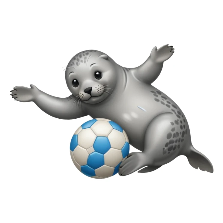 full body grey seal with a ball on its nose sticker