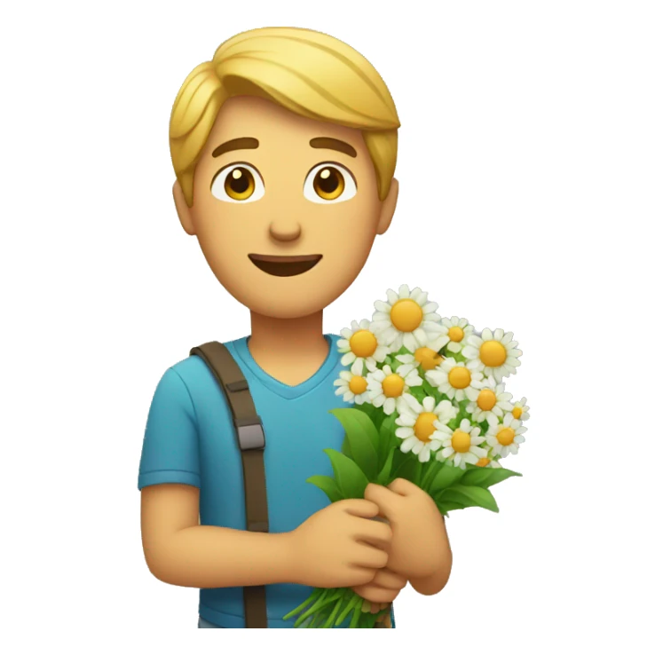 Guy holding flowers  sticker