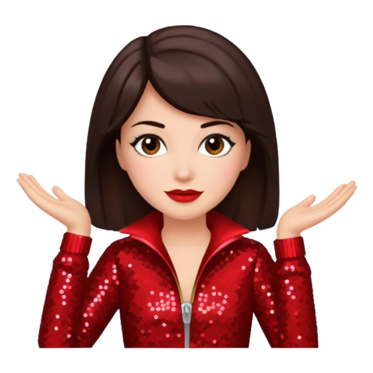Carol Lawrence with dark brown hair, red sequin outfit sticker