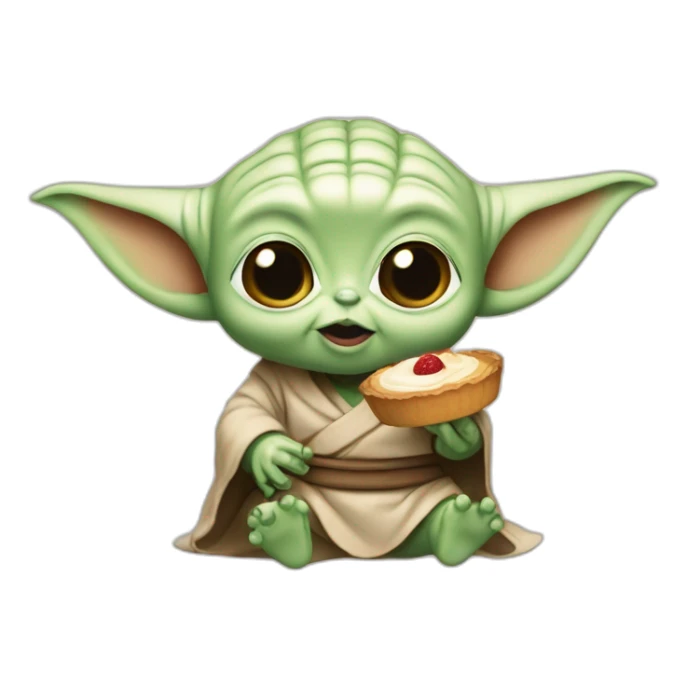Bébé yoda qui mange un gâteaux sticker