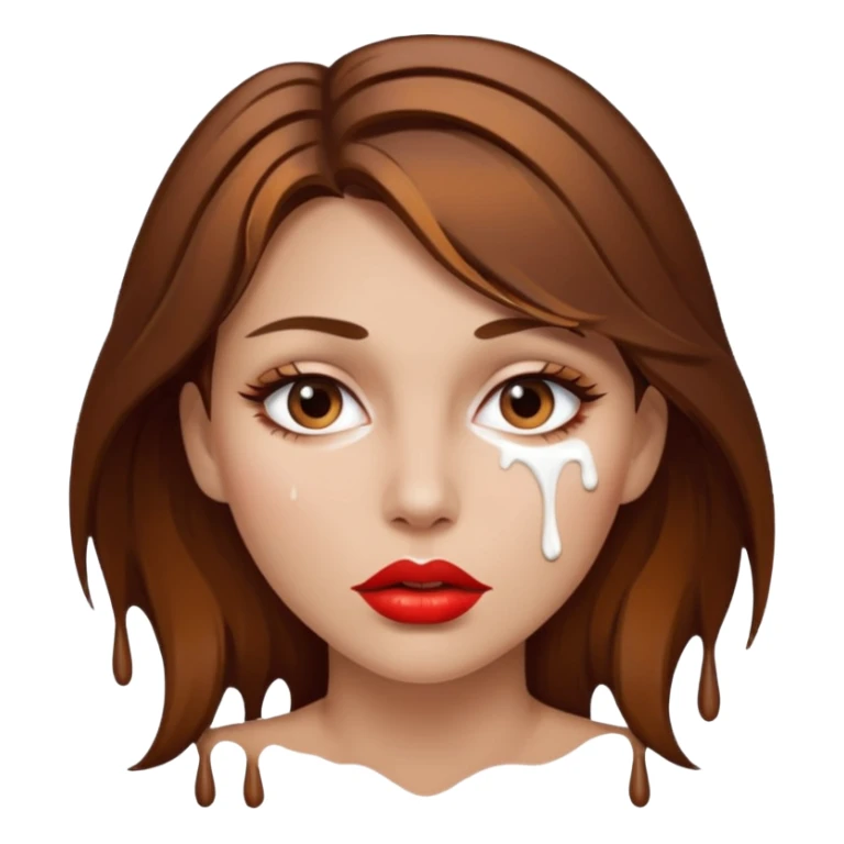 Brown Hair, Woman, white paint drip, face, hot, Sexy, lips sticker