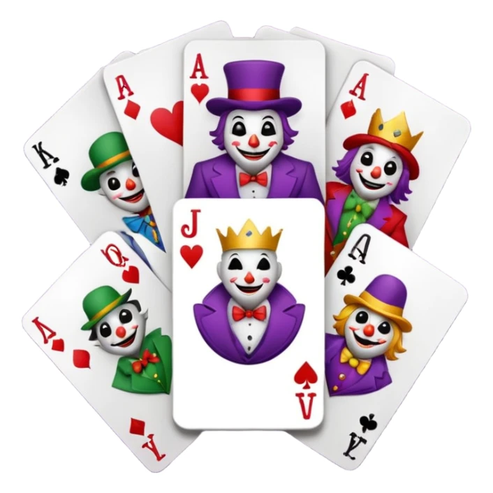 bunch of poker cards, with jolly jokers inside sticker