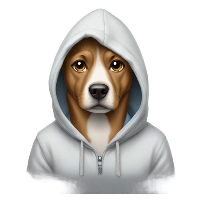 A dog wearing a hoodie sticker