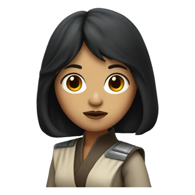 female starwars character with dark long hair and bangs sticker