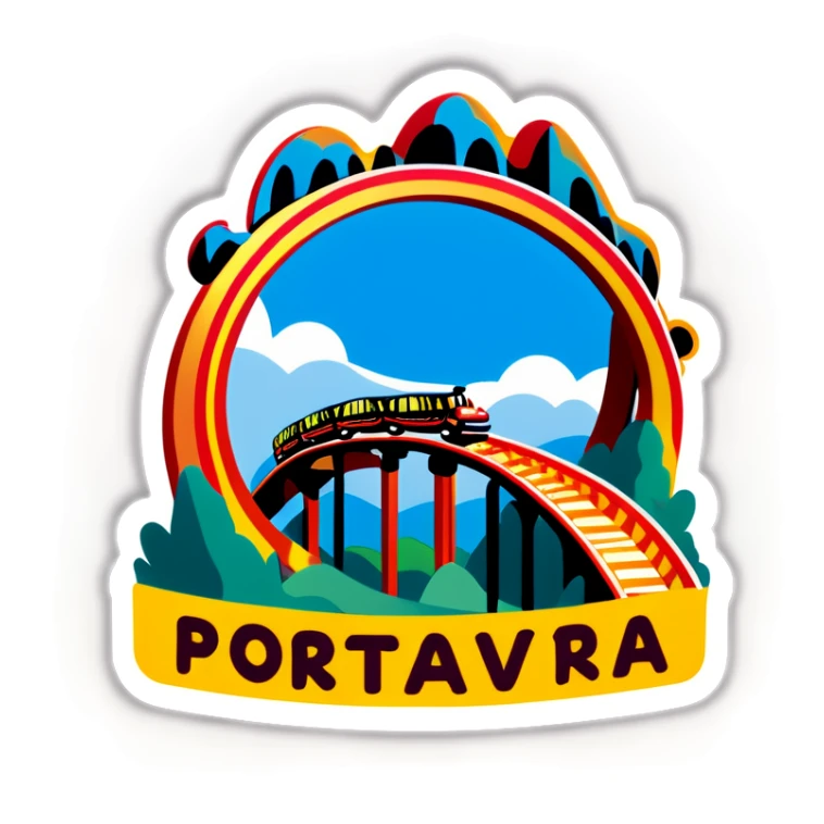 Roller coaster with the name Portaventura sticker