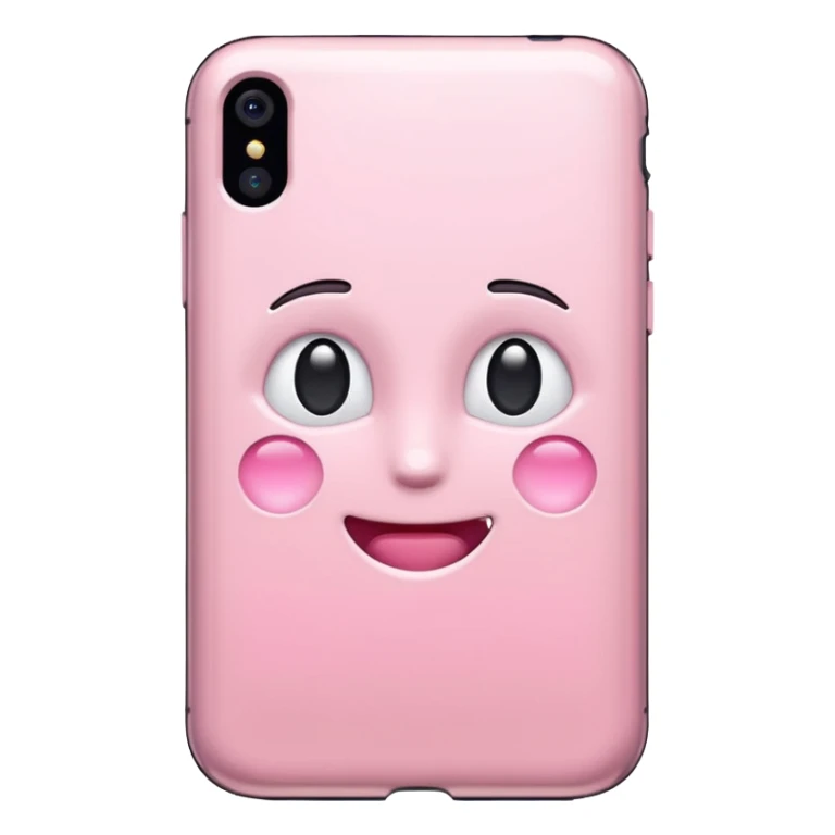 pastel pink iPhone, with a shiny finish, iOS Apple emoji style sticker