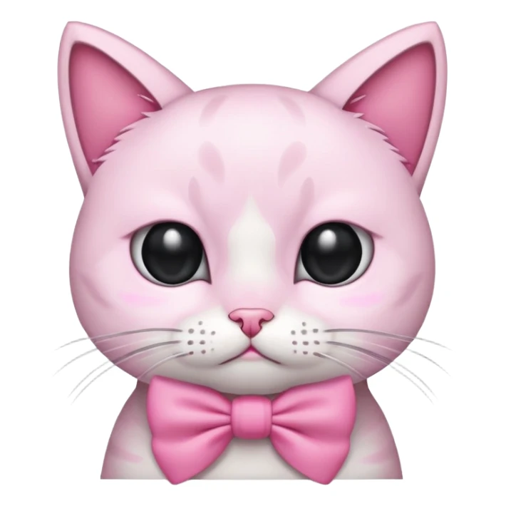Sad cat with black eyes pink bow sticker