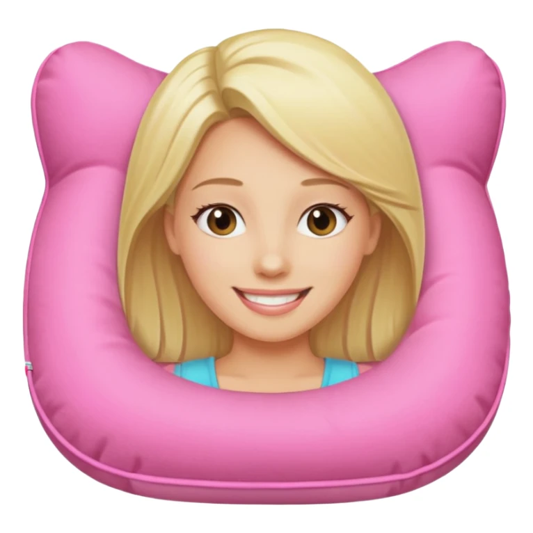 blonde woman using pink travel pillow  sticker