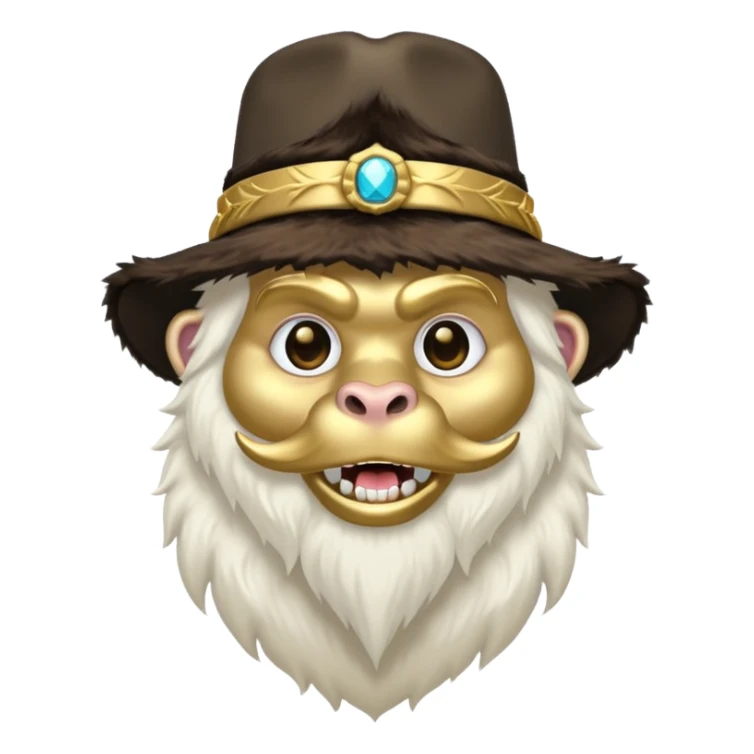 a yeti with a pimp hat and fur coat and gold teeth sticker