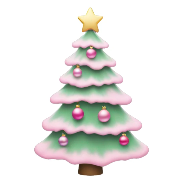 Christmas tree with pastel pink ornaments  sticker