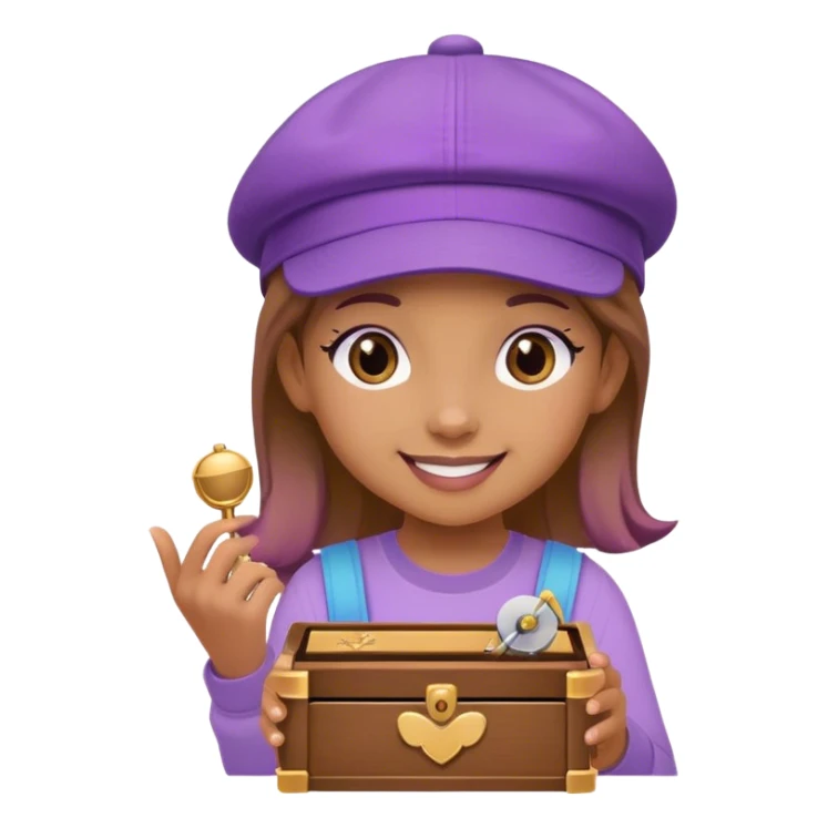 Happy Girl with a musicbox and a purple cap sticker