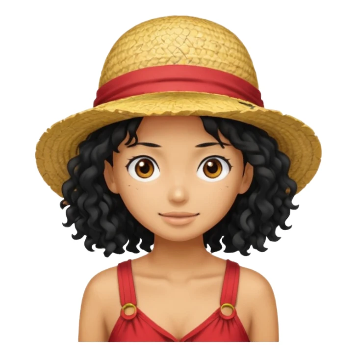 a woman with Luffy hat and have long curly hair sticker