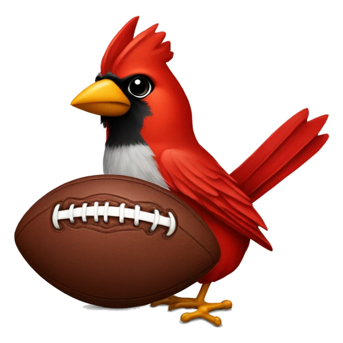 Cardinal with a football sticker