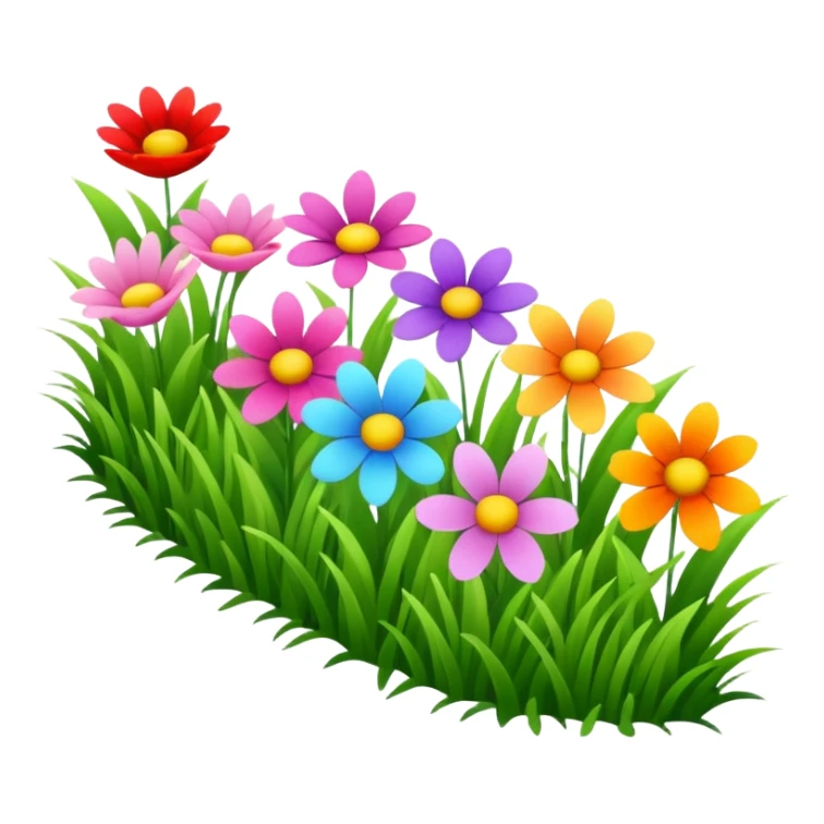 a row of flowers and grass extended far sticker