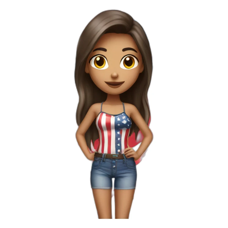 Sexy girl wearing only American flag sticker