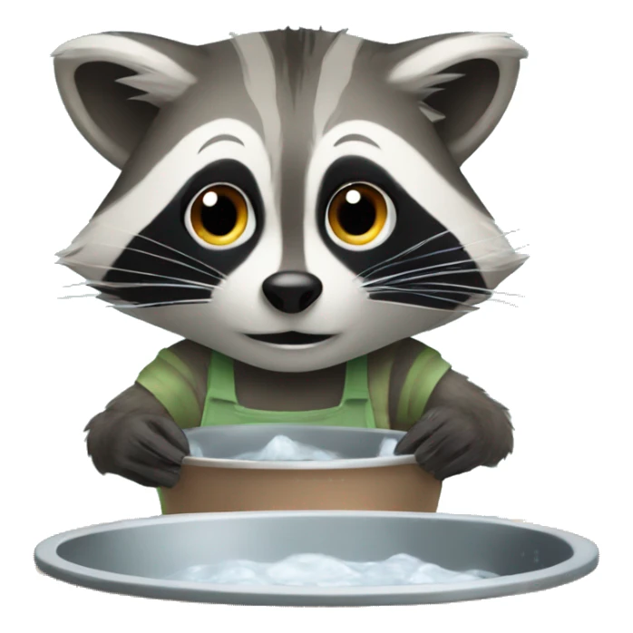 raccoon washing the dishes sticker