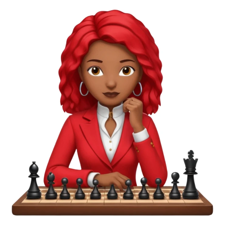 black woman chess players in red outfits sticker