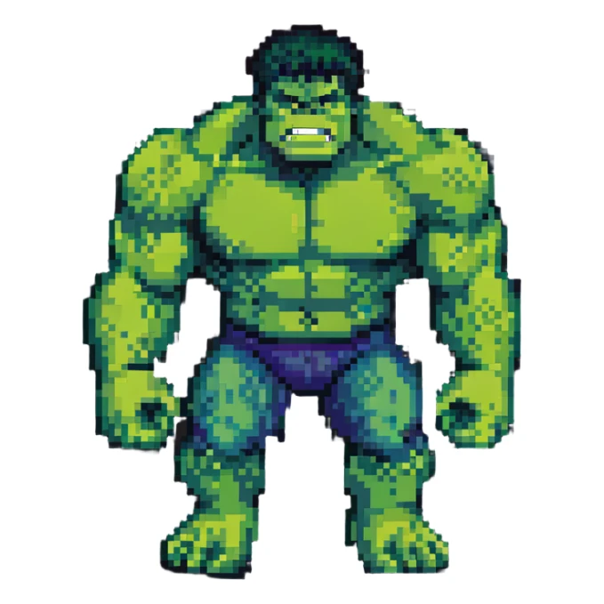 the hulk character in pixel art style sticker
