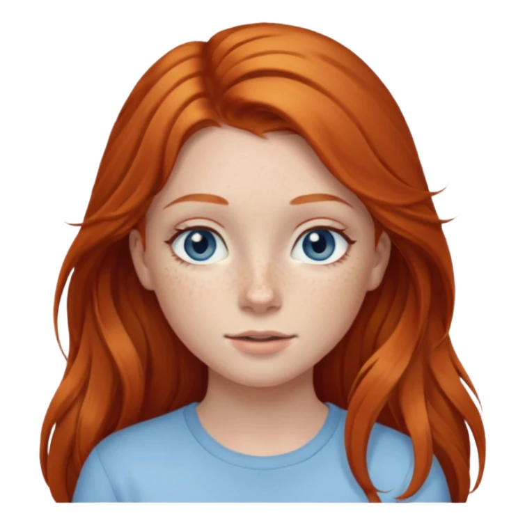 Ginger head girl with long hair and lightblue eyes sticker
