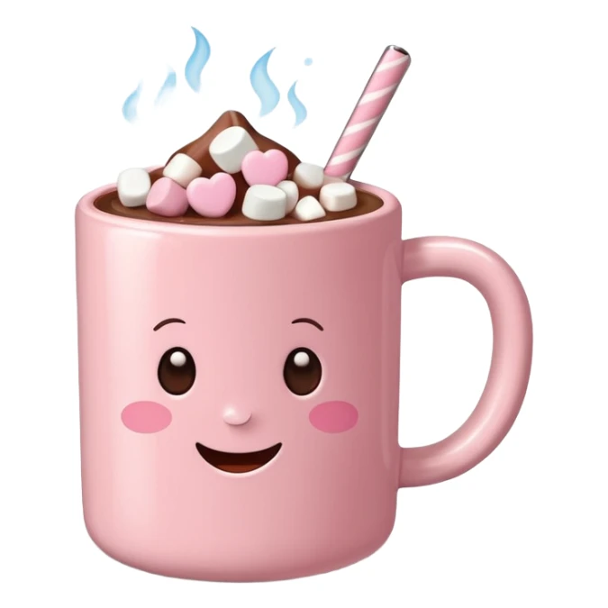 Corazón Light Pink mug of hot chocolate with marshmallows  sticker