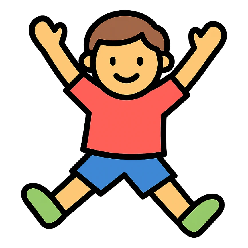 kids jumping icon with lineal color and black outlines sticker