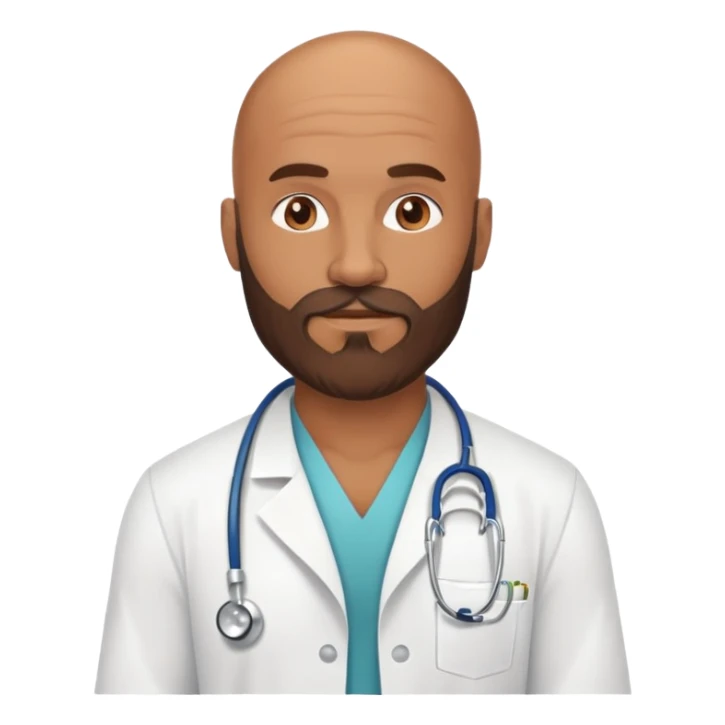 Muscular bald brown beard hippie doctor  sticker