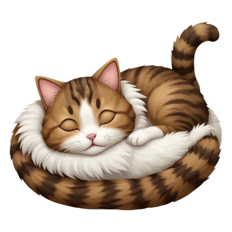 dark brown tabby and white cat in funny positions upside down with eyes closed sticker