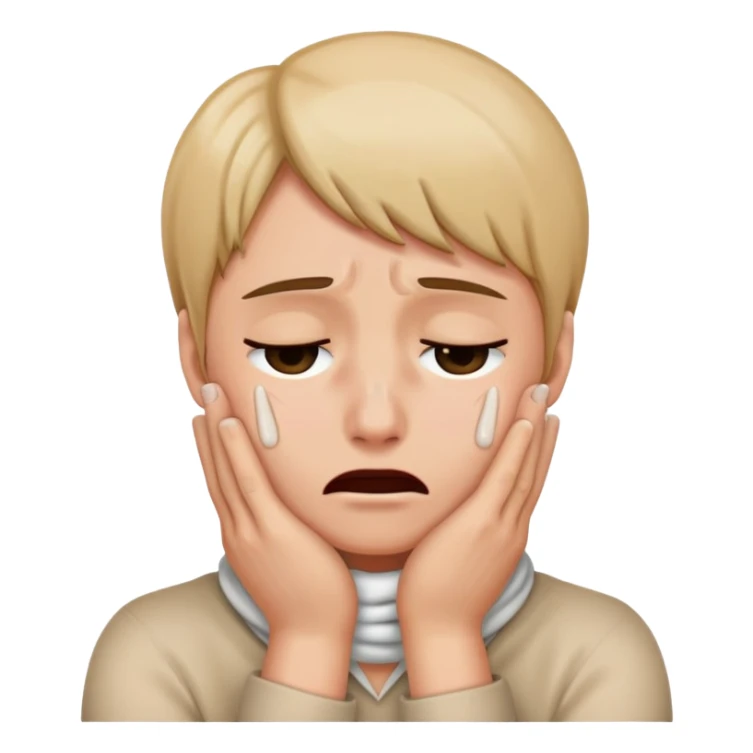 Person has their hands wrapped around neck crying sticker