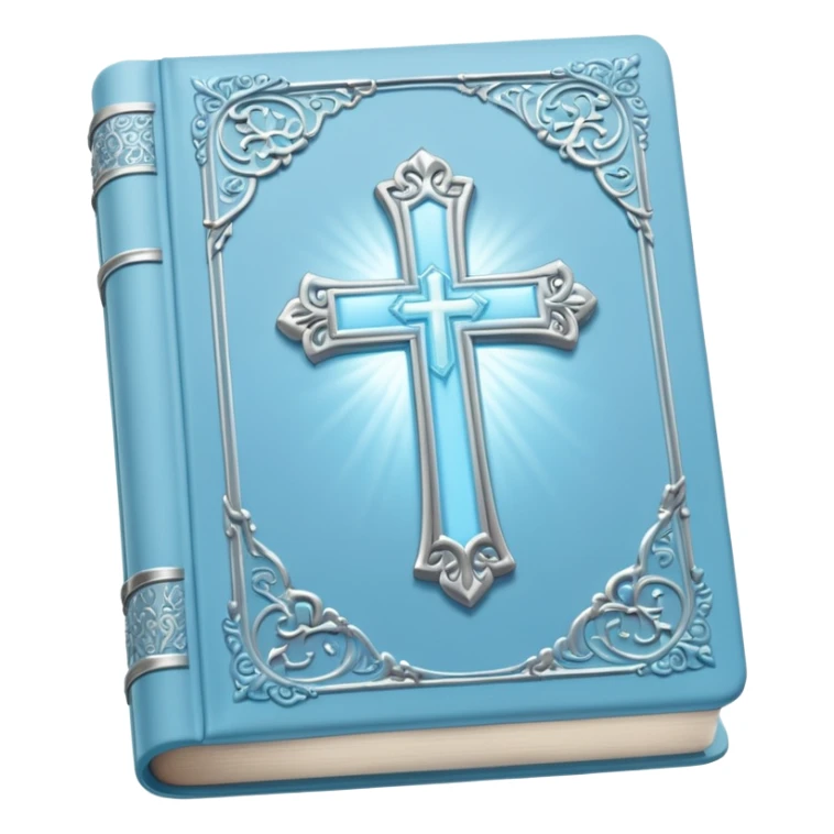 a pastel baby blue and silver bible glowing  sticker