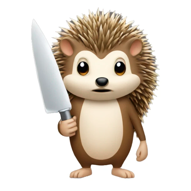 Hedgehog with a knife sticker