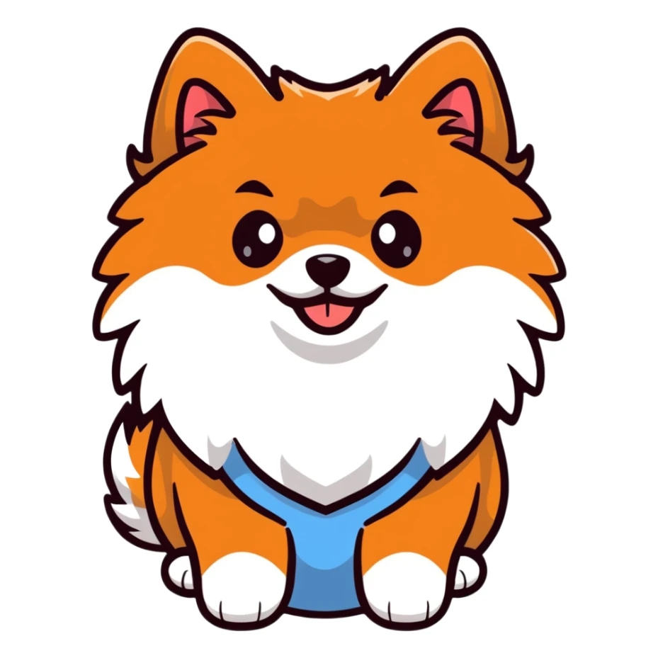 cute Pomeranian spitz dog with fluffy fur and happy expression sticker