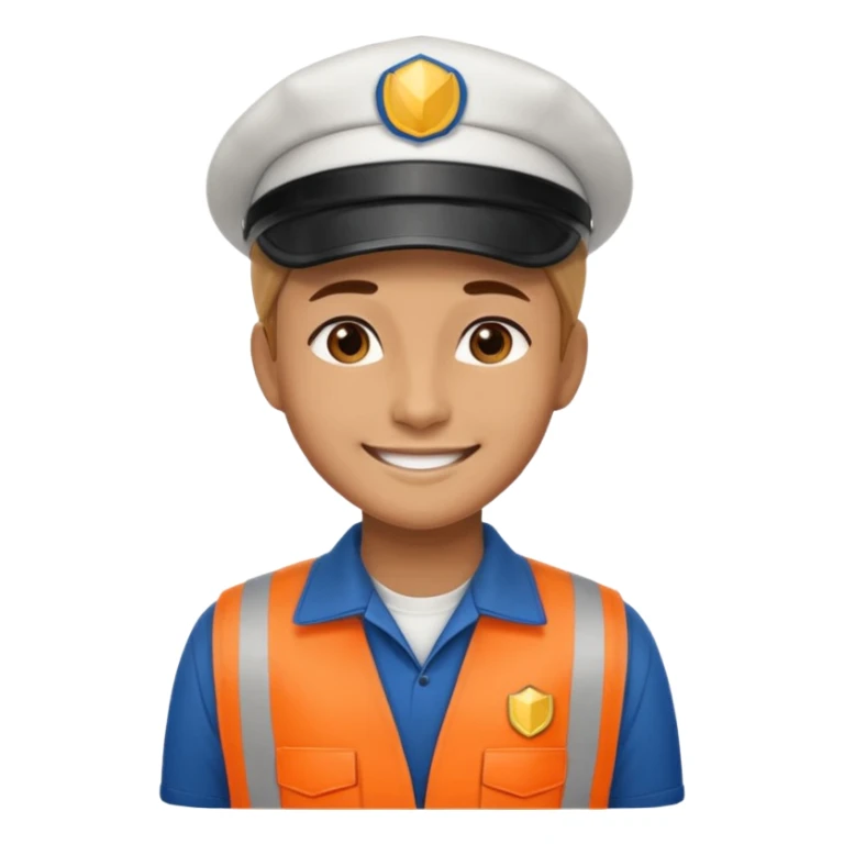 create a realistic emoji of a logistic worker resting on a parking spot sticker