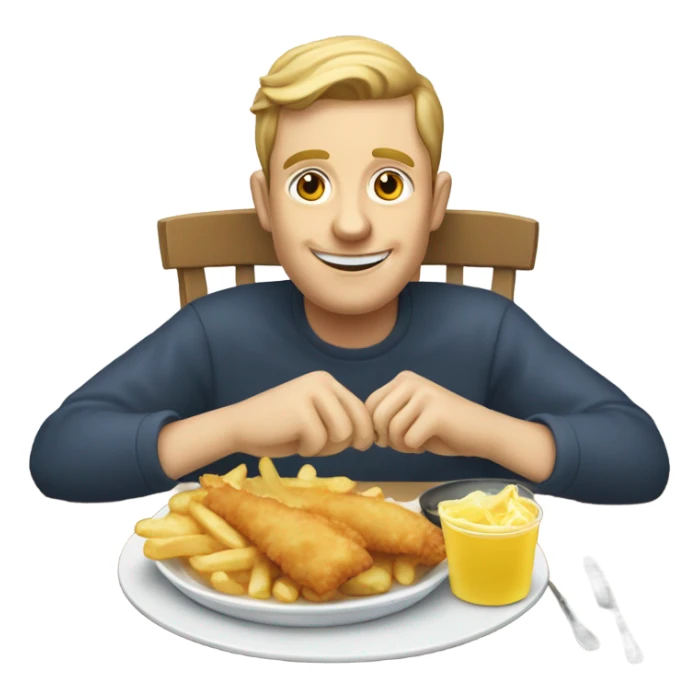 British person eating fish n chips  sticker