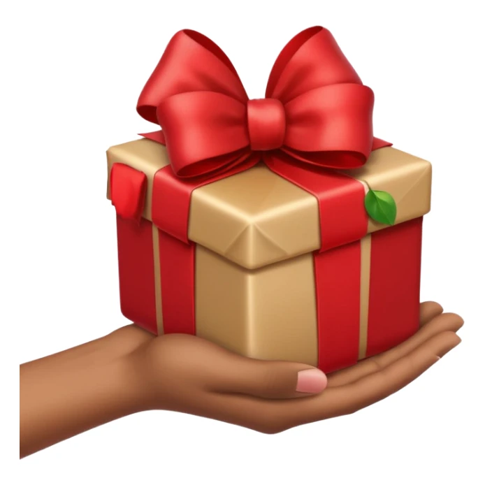 hand holding out a wrapped gift, apple emoji style, simple, clear, no text sticker