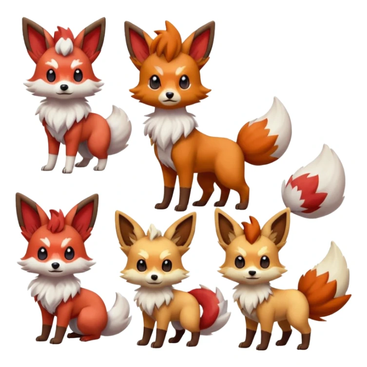 Lycanroc-Vulpix-Fennekin-Eevee-Pokémon-Fakémon-creature sticker
