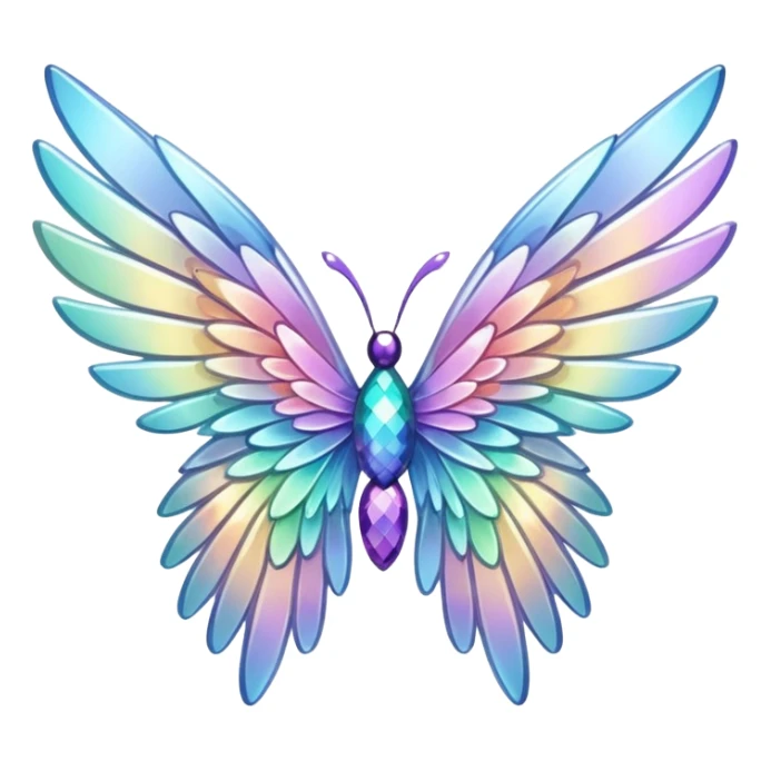 Sparkly glossy Pastel iridescent glass wings  sticker