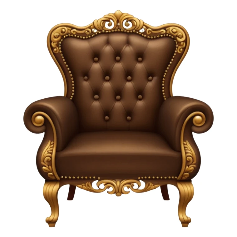 antique matrix brown chair, back view, ornate details, iPhone emoji style sticker