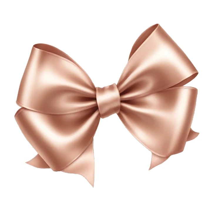 Realistic isolated rose gold shiny silk ribbon bow lined with white fur. sticker