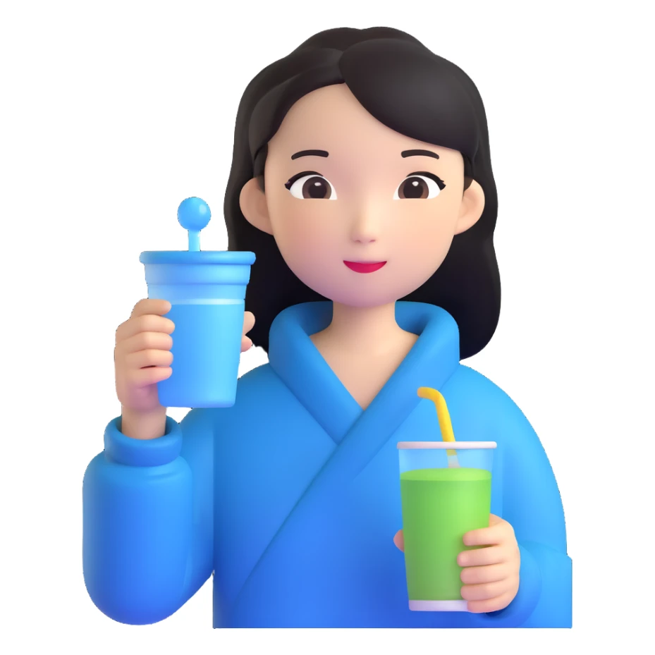 Chinese girl holding a water cup sticker