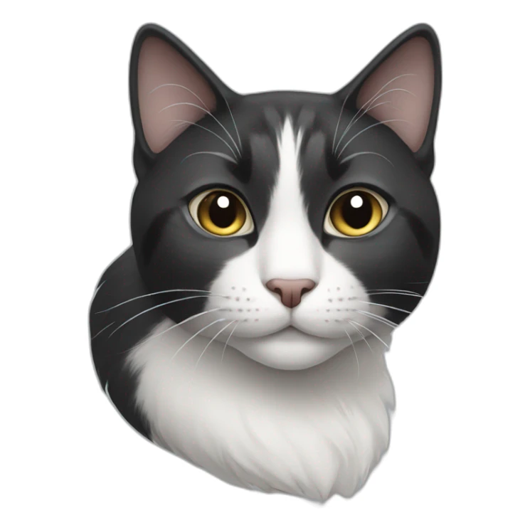 Black grey and white cat  sticker