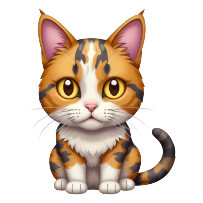 full body anxious looking colourful light calico tabby cat with hazel eyes sticker