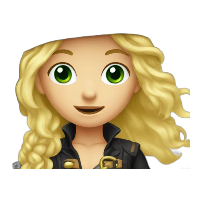 Female kid pirate, green eyed, blonde hair sticker