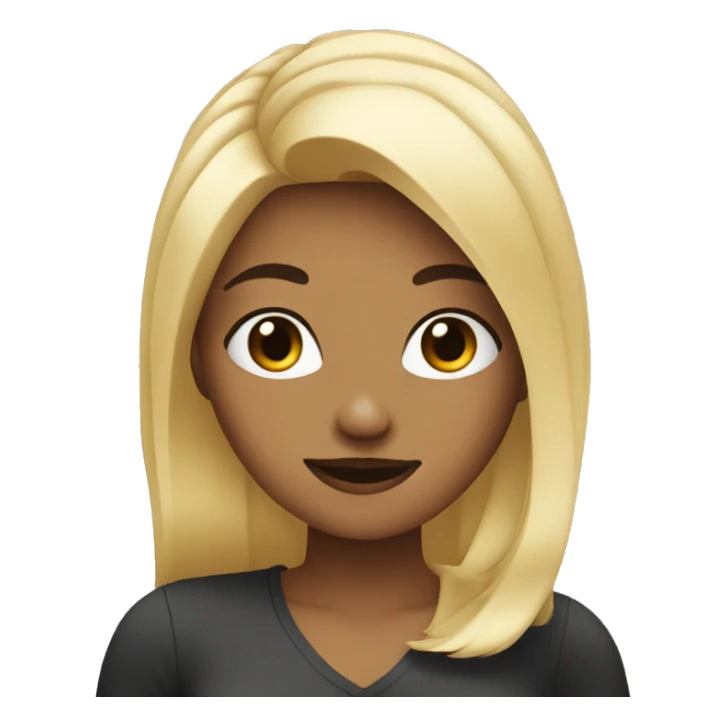 blonde girl with finger pose and black hair  sticker