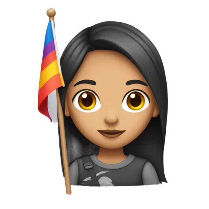 Girl with the word ander on her forehead holding lesbian flag  sticker