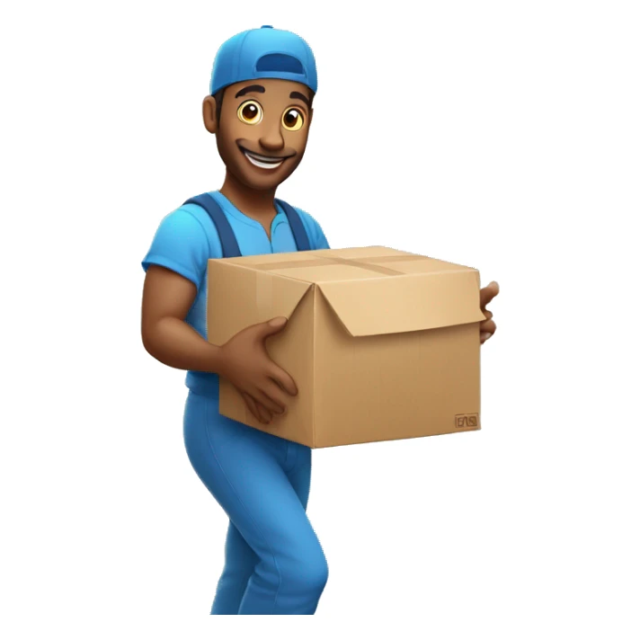 genie  as  food delivery boy  in his hand on the parcel  sticker