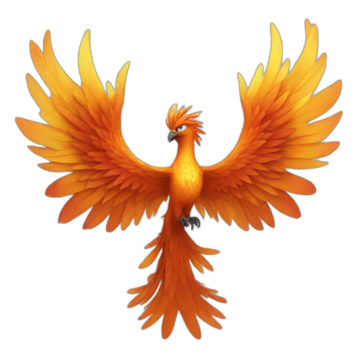 phoenix, front shot, open wings, X letter, magestic sticker