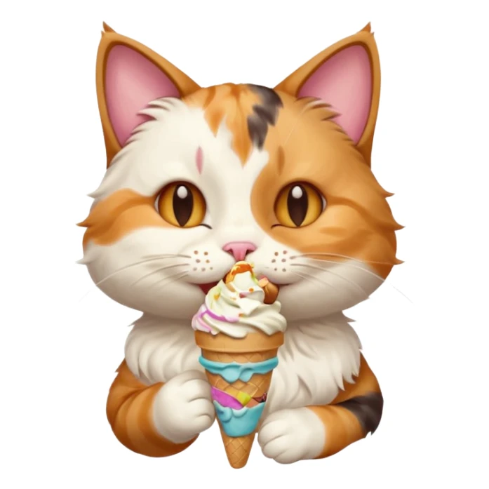A cat enjoying an ice cream, eyes closed in delight, portrait, bust up sticker