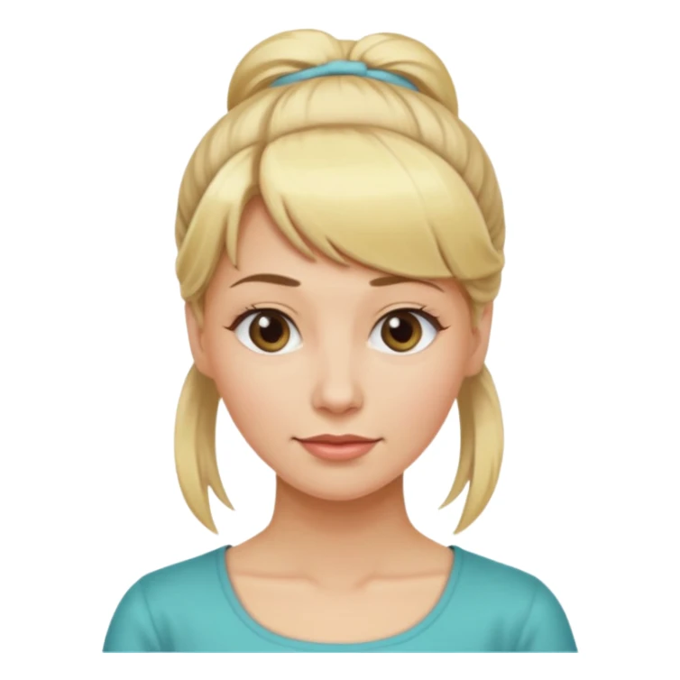 femme 35 ans blonde frange cheveux attachés sticker